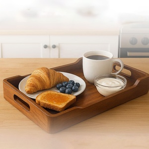 Wood Serving Tray with Handles Tray for Coffee Table <strong>Breakfast</strong> Dinner &amp; <strong>Bar</strong> Rustic Decorative Storage Tray House Warming Gifts - Product Image 2
