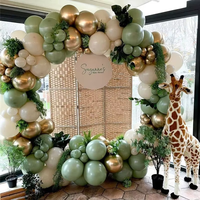 Kit d'arche de ballons en latex vert 155 pièces, fête sur le thème de la jungle, safari, respectueux de l'environnement, durable, Halloween, Pâques, baby shower, ballons réutilisables