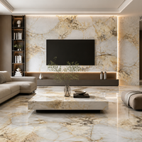 Carrelage en porcelaine veinée or blanc 750x1500mm, aspect marbre Calacatta Gold moderne et luxueux, pour sol et mur, épaisseur 10mm, doré métallique
