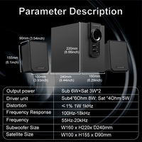 Sistema de Sonido Envolvente USB Personalizable con Subwoofer, Altavoces Multimedia para Juegos, Cine en Casa, Sistema Hifi 2.1 con Altavoces Woofer para PC