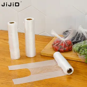 JiJiD定制印花标志食品水果蔬菜购物HDPE/LDPE塑料携带透明塑料背心t恤包购物袋