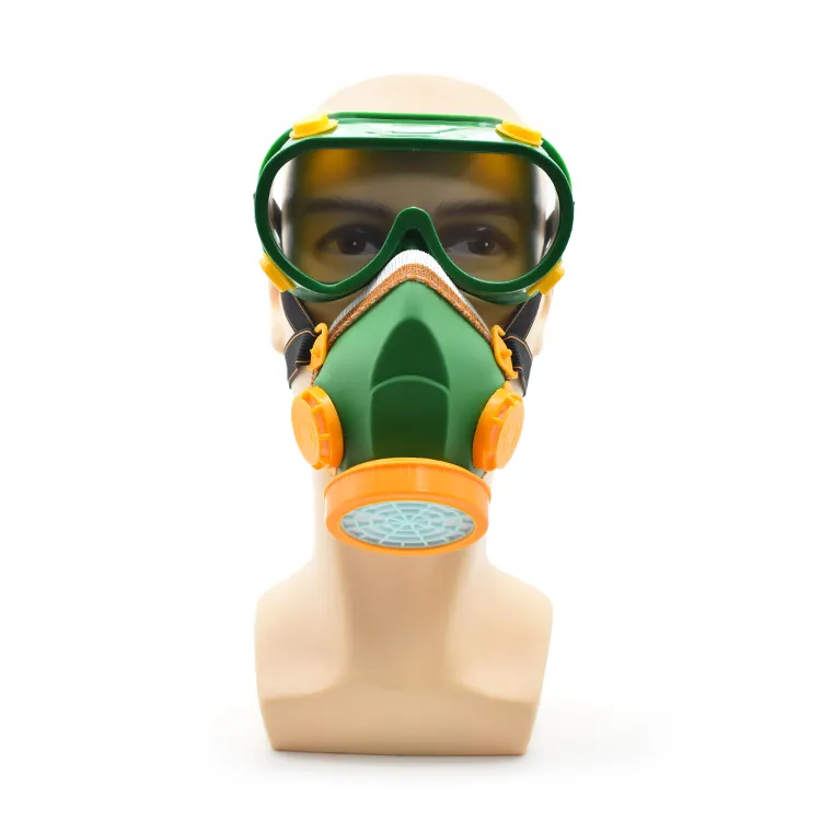 304防塵粒子TPR素材ハーフフェイスガスマスクプラスチックダストハーフマスク、2つの交換可能な活性炭フィルター付き