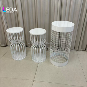 LEDA Nouveau Présentoir Cylindrique en Métal Blanc pour Desserts, Support de Présentation Floral, Socle Métallique pour Gâteaux - Product Image 2