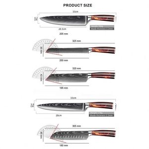 10 Pieces Red Resin Damascus Pattern Kitchen <b>Knife</b> <b>Set</b> Japanese Style Ultra <b>Sharp</b> Professional Chef Utility Bread Paring <b>Knives</b> - Product Image 3