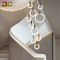 JC aydınlatma Modern kolye led beyaz cam halka ışık basit tarzı oturma odası için kolye avize çift tavan