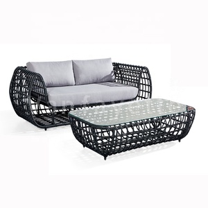 <span class=keywords><strong>Set</strong></span> di Sedute <span class=keywords><strong>da</strong></span> <span class=keywords><strong>Giardino</strong></span> in Alluminio Resistente alle Intemperie con Telaio in Metallo <span class=keywords><strong>Nero</strong></span> per Esterni - Product Image 2