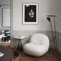 Fauteuil Simple de Luxe Nordique, Design Moderne pour Salon, en Velours d'Agneau et Bois, Idéal Balcon, Canapé Paresseux