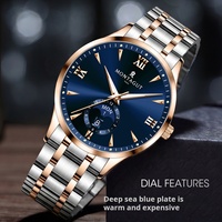 Montre automatique mécanique pour homme, étanche 3 ATM, lumineuse rose et bleue, affichage de la date et du jour, boîtier en alliage 42 mm, vente en gros