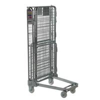 Chariot de rangement pliable en fil d'acier galvanisé, 4 côtés, entrepôt portable, chariot de stockage mécanique, Cage à linge