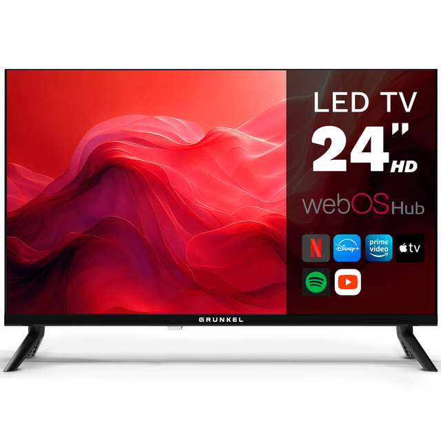 Grunkel 24 Inch LED HD Plastic Smart TV with WebOS Netflix Disney+ Prime Apple TV Spotify & YouTube-Household Use 110-120V