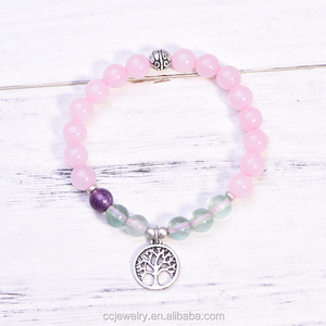 <span class=keywords><strong>Bracelet</strong></span> extensible en <span class=keywords><strong>pierre</strong></span> <span class=keywords><strong>naturelle</strong></span> de <span class=keywords><strong>quartz</strong></span> <span class=keywords><strong>rose</strong></span> pour femmes, pendentif arbre de vie, <span class=keywords><strong>bracelet</strong></span> en perles de <span class=keywords><strong>pierre</strong></span> fluorite - Product Image 6