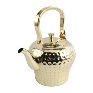 Golden Copper <b>Kettle</b> With Hammered Texture <b>Vintage</b> Design For Tea Making - Product Image 2