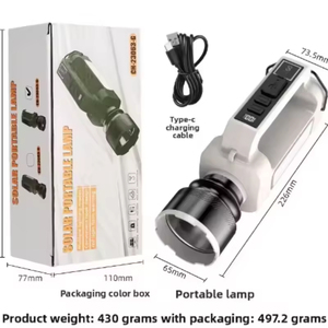 Lampe torche d'urgence télescopique rechargeable solaire en ABS blanc avec zoom pour le camping et l'utilisation en tente - Product Image 6