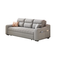 Canapé-lit multifonctionnel moderne et minimaliste en métal, avec mousse haute densité, pliable, extensible, rangement facile, en tissu