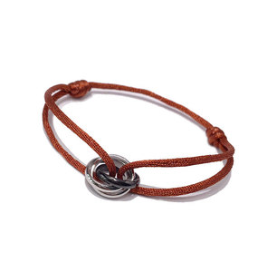 Anello Retrattile Geometrico Vintage in <span class=keywords><strong>Argento</strong></span> Tibetano con Corda Rossa e Tre <span class=keywords><strong>Anelli</strong></span> Neri Intrecciati in Acciaio Inossidabile e Silicone - Product Image 5