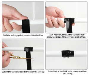 Self Fusing <strong>Silicone</strong> Tape Waterproof Black Self Amalgamating Tape,<strong>Silicone</strong> <strong>Rubber</strong> Tape for Plumbing,Sealing Pipes,<strong>Hose</strong> Repair - Product Image 5