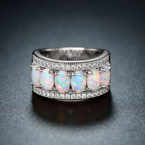 Oval <b>Opal</b> Color Design <b>Ring</b> Elegant Style Finger <b>Ring</b> for Women - Product Image 6
