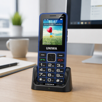 Téléphone portable senior UNIWA V2000 avec longue autonomie, gros boutons, double SIM, débloqué mondial 2G 3G 4G, appareil photo, version française