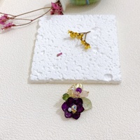 Bros Pin Wanita Mewah Desain Bunga Asli Berhiaskan Rhinestone, Bros Hydrangea Ungu Elegan, Pin Mewah