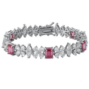 Lujo Esmeralda corte 1CT VVS1 GRA Moissanite trébol <span class=keywords><strong>de</strong></span> cuatro <span class=keywords><strong>hojas</strong></span> flor tenis cadena pulseras 925 joyería <span class=keywords><strong>de</strong></span> plata esterlina para regalo - Product Image 1