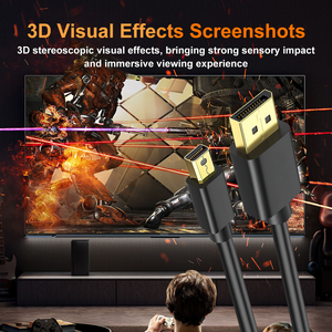 Câble <span class=keywords><strong>Mini</strong></span> <span class=keywords><strong>DisplayPort</strong></span> vers DP 6 pieds Plaqué or Blindage combiné 4K 60Hz 2K 144Hz-Noir pour moniteur et home cinéma - Product Image 4