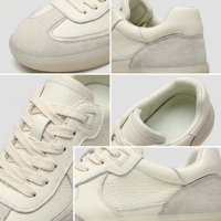 Chaussures décontractées en cuir véritable avec logo personnalisé, semelle extérieure crème, style marche, respirantes, pour hommes