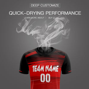 Abbigliamento da calcio rosso e nero personalizzato all'ingrosso Design traspirante - Product Image 5