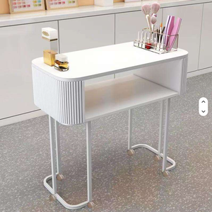 White Japanese <b>Glass</b> Single Light Luxury Simple Manicure Table Storage Folding Nail Table - Product Image 4