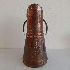 Cubo de carbón de cobre hecho a mano para decoración de chimenea Estilo Vintage perfecto para el accesorio de calefacción interior tradicional del hogar - Product Image 1