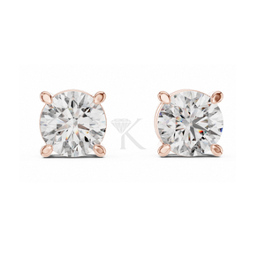 Pendientes de Diamantes Redondos Esenciales con Engaste de Corona de 6 Puntas y Cierres de Rosca Seguros, Elegantes y Minimalistas - Product Image 5