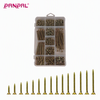 Assortiment de vis pour aggloméré 405 pièces, vis à bois YZP plaquées zinc jaune, kit de tailles variées pour la construction et l'assemblage de meubles
