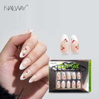 Nailway Fournisseur Professionnel Haute Qualité Luxe 30 Pièces en Gros Faux Ongles Acryliques Gel Souple Faux Ongles Personnalisés Press-On Kit
