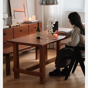 Solid Wood <b>Dining</b> <b>Table</b> Rectangle Box Frame Structure Stable Nordic Style For <b>Dining</b> Room - Product Image 1