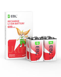 Batería Recargable EBL de 9 Voltios en Oferta, Baterías de Iones de Litio de 9v, Batería de Litio de 9v - Product Image 1