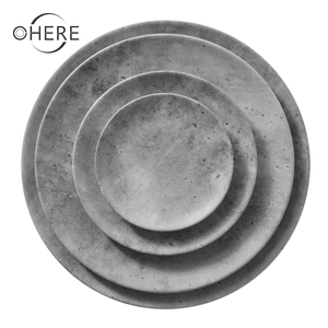 Platos de <span class=keywords><strong>Cemento</strong></span> Gris Mate para Bodas al por Mayor, Juegos de Platos Retro Campestres, Vajilla de Porcelana - Product Image 1