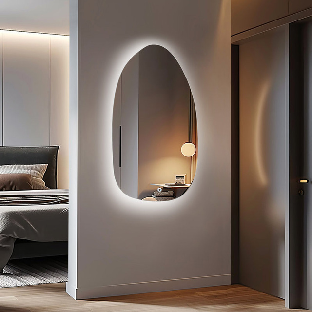 Modern Smart Backlit Irregular Shaped Wall Mirror Screen Smart Mirror for Bathroom with LED Light LED Mirror Bathroom