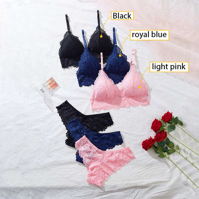 French Sexy Lace V-neck Adjustable Strap Women's Bra Panty Set