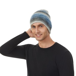 Knitted Beanie Gradient Colors Acrylic Fiber Warm Windproof Foldable Women's <b>Hat</b> Autumn <b>Winter</b> Style - Product Image 1