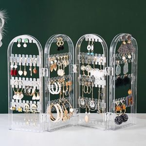 مجوهرات قابلة للطي للأقراط والقلادات 4 أبواب شفافة من البلاستيك ، منظم تخزين المجوهرات - Product Image 6