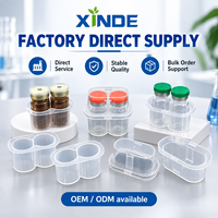 Boîtes à flacons de peptides en plastique PP transparent étanches XINDE 10 ml à 2 compartiments, support pour 2 flacons de 3 ml