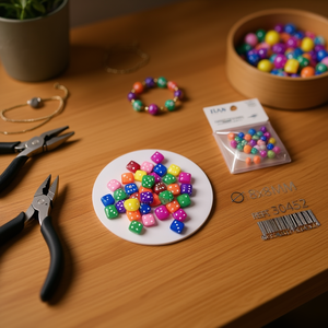 Perline a Forma di Dado Ilan 8x8mm Multicolore per Creazione di Gioielli - Product Image 3