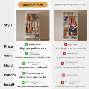 Armoire moderne en panneaux perforés, <span class=keywords><strong>dressing</strong></span> ouvert sur pied, rangement multifonctionnel, étagère métallique, penderie pour <span class=keywords><strong>filles</strong></span> - Product Image 4