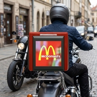 LED Yemek Teslimat Kutusu P3 500x500mm 4G GPS IP65 Dış Mekan Reklam Ekranı Grafikleri SDK Motosiklet Paket Servisi Eğitim için