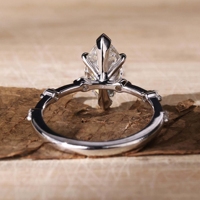 Bague de fiançailles en or massif 14K/18K avec diamant de laboratoire taille marquise 1 carat, sertie sur le côté, certifiée IGI, personnalisable CVD/HPHT