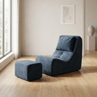 Fauteuil sectionnel en mousse compressée haute résilience pour adulte, en tissu velours côtelé, avec ottoman