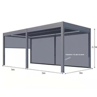 Pavillon en aluminium intelligent électrique, résistant à la corrosion, pour jardin extérieur, abri solaire et anti-pluie, à lames orientables