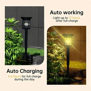 Lámpara Solar para Camino de Jardín, Lámpara de Estaca LED Negra para Césped, Decoración de Paisaje para Exteriores - Product Image 5