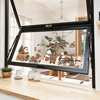 Pegatinas de Ventana Removibles y Reutilizables con Dibujos Animados de Navidad, Santa Claus y Animales del Bosque, para Habitaciones Infantiles y Decoración de Fiestas