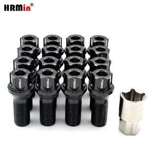 Boulons de roue automatique en Ti-6Al-4V de titane Gr.5 de siège de cône de 60 degrés <span class=keywords><strong>antivol</strong></span> de couleur noire M14x1.25x28mm avec la <span class=keywords><strong>clé</strong></span> en titane - Product Image 4