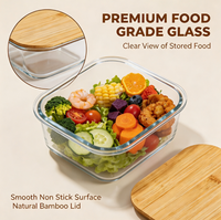 Boîte à lunch carrée en verre de 800 ml, compatible micro-ondes, récipient de conservation des aliments frais, réutilisable, pour le bureau, les voyages et la préparation des repas